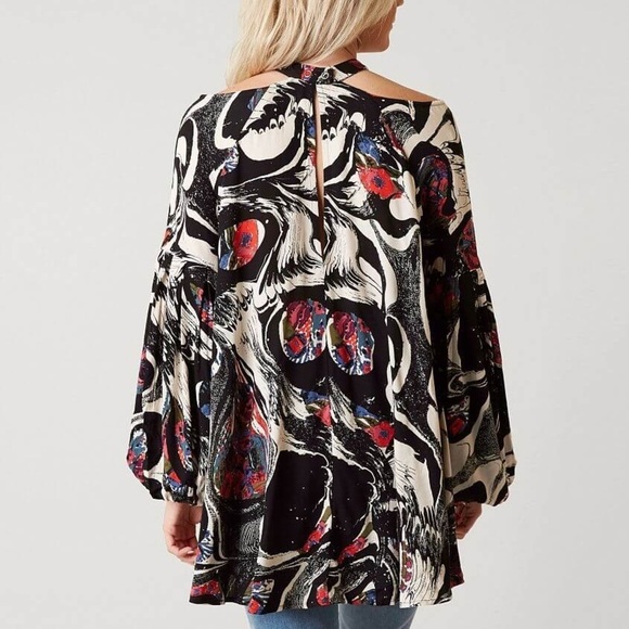 Free People Black Drift Away Cold-Shoulder Long Sleeve Tunic Top Size XS - Picture 3 of 16